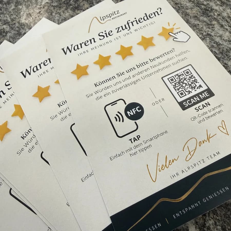 NFC-Aufsteller von tapnow.ch im Einsatz bei Restaurant Alpspitz