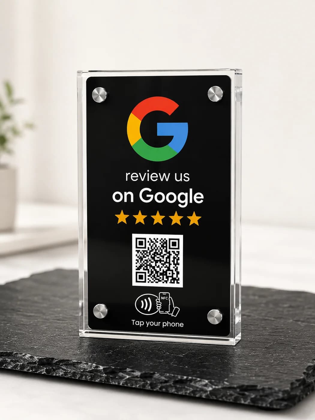Google Aufsteller Schwarz – Glasoptik – Schwarz