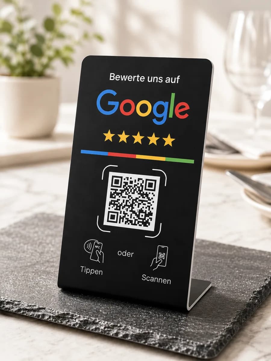 Google NFC-Tischaufsteller – Schwarz & Weiss