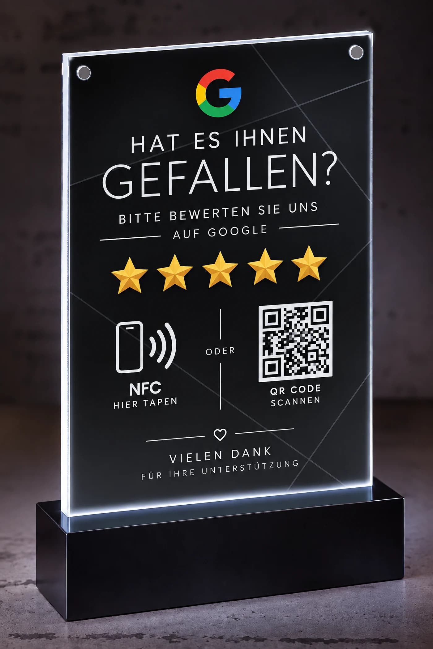 LUMEN Black – Google LED-Aufsteller – Schwarz