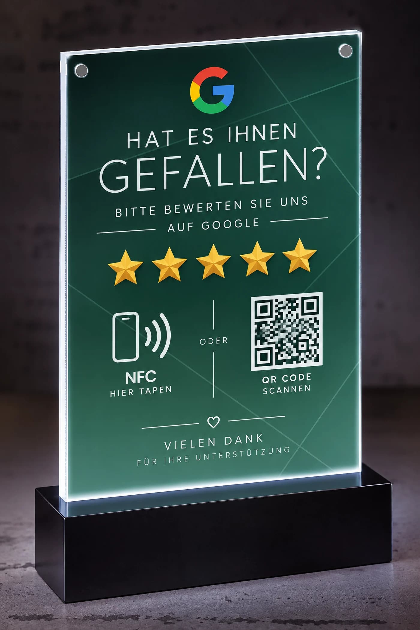LUMEN Green – Google LED-Aufsteller – Grün